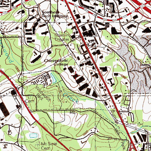 Topographic Map of Life University, GA