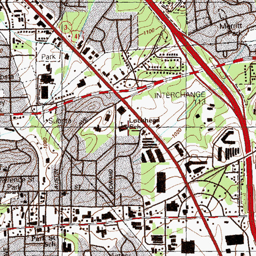 Topographic Map of Lockheed School, GA