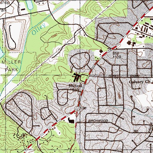 Topographic Map of Milford Elementary School, GA