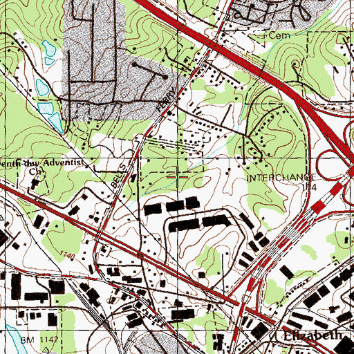 Topographic Map of Seventh Day Adventist Church, GA