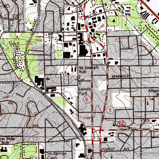 Topographic Map of Saint Joseph Church, GA