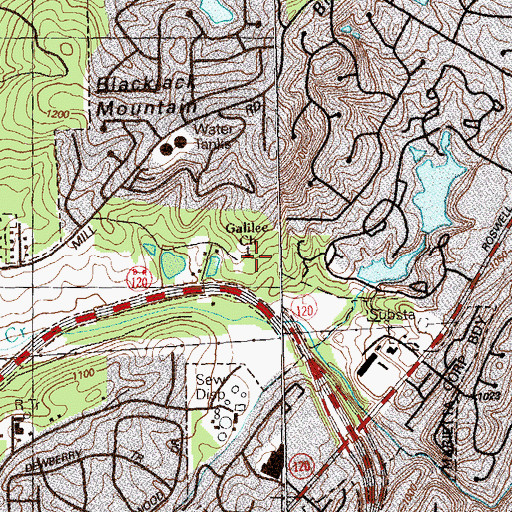 Topographic Map of Galilee Church, GA