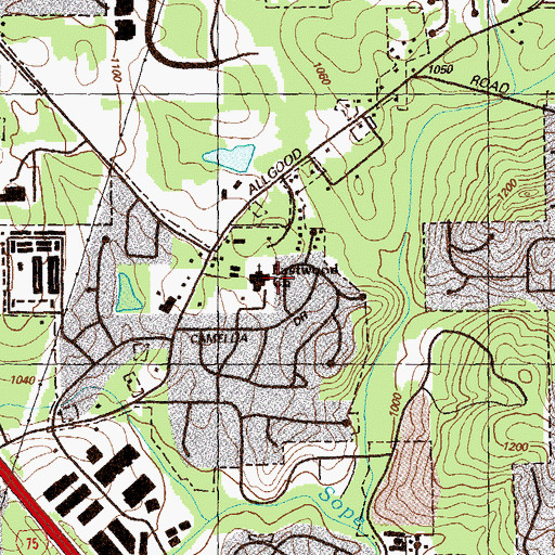 Topographic Map of Eastwood Church, GA