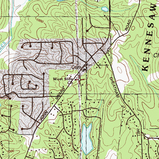 Topographic Map of West Side Church, GA