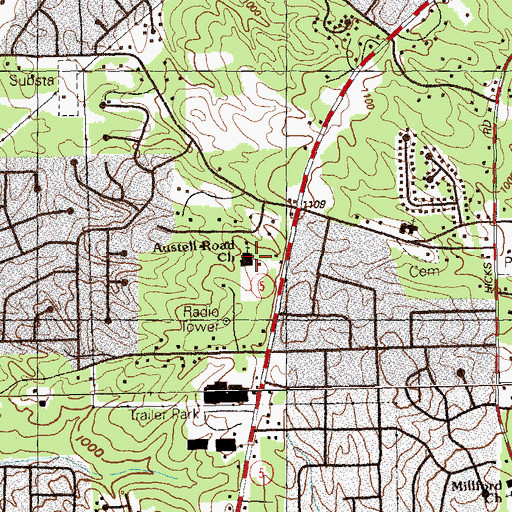 Topographic Map of Austell Road Baptist Church, GA