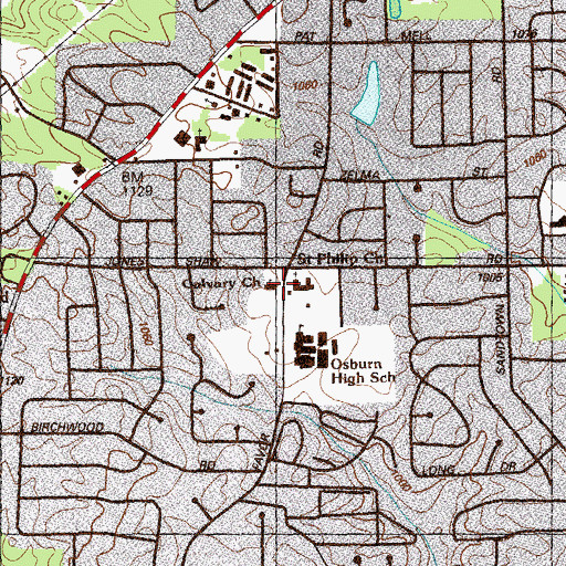 Topographic Map of Calvary Church, GA