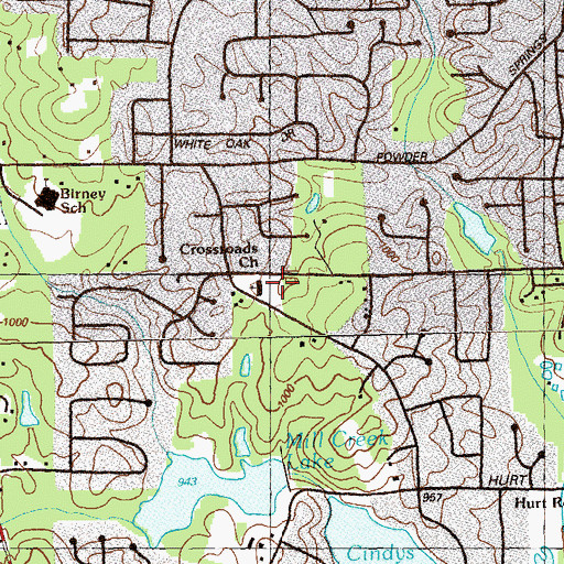 Topographic Map of Crossroads Church, GA