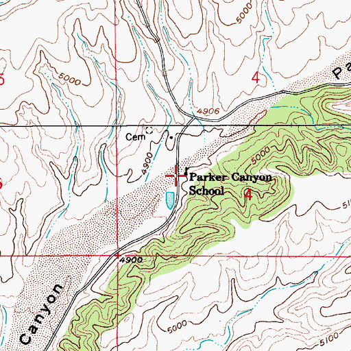 Topographic Map of Parker Canyon School, AZ