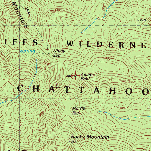 Topographic Map of Adams Bald, GA
