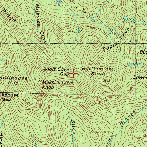 Topographic Map of Addis Cove Gap, GA