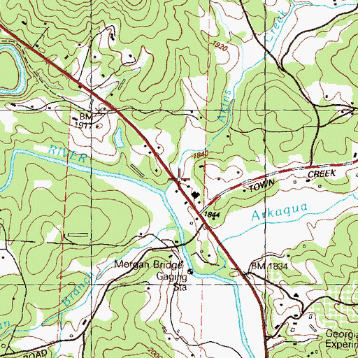 Topographic Map of Akins Creek, GA