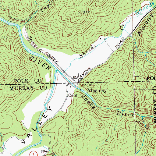 Topographic Map of Alaculsy, GA