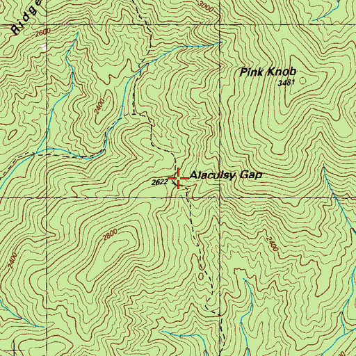 Topographic Map of Alaculsy Gap, GA