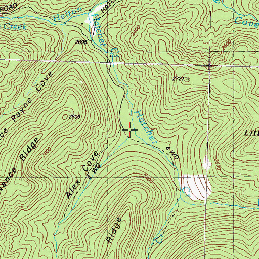 Topographic Map of Alex Cove, GA