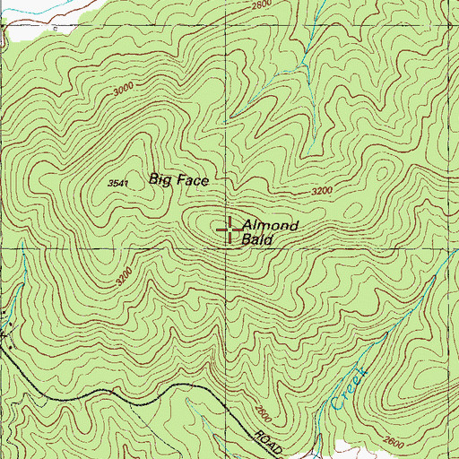 Topographic Map of Almond Bald, GA