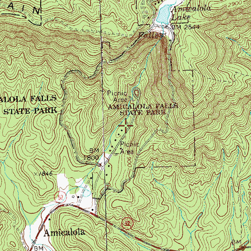 Topographic Map of Amicalola Falls State Park, GA