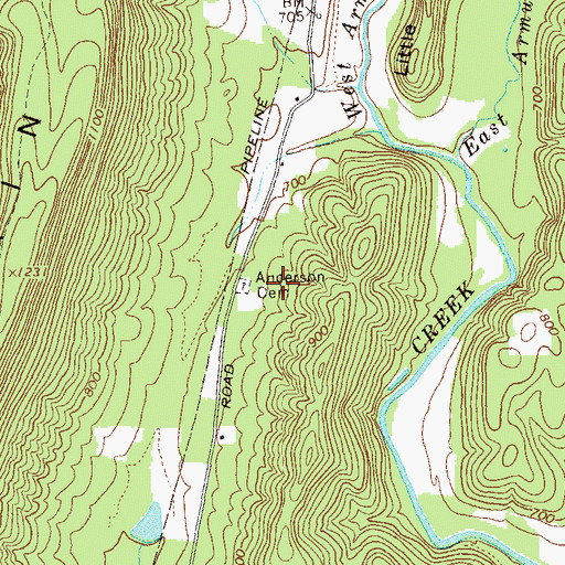 Topographic Map of Anderson Cemetery, GA