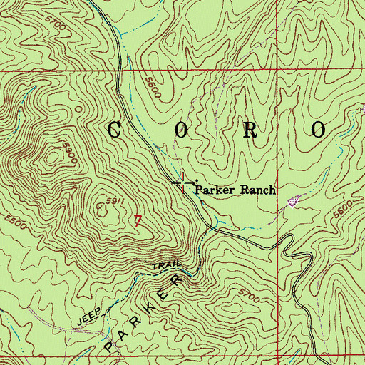 Topographic Map of Parker Ranch, AZ