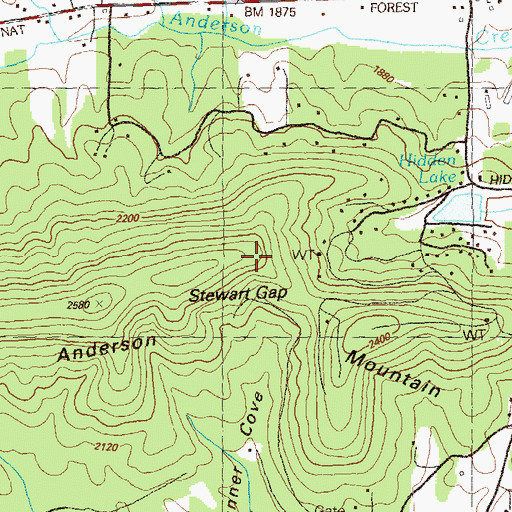 Topographic Map of Anderson Mountain, GA