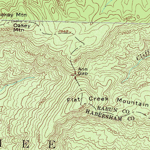 Topographic Map of Ann Gap, GA