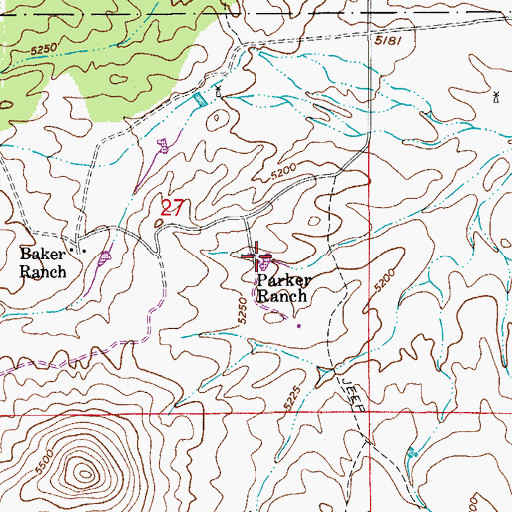 Topographic Map of Parker Ranch, AZ
