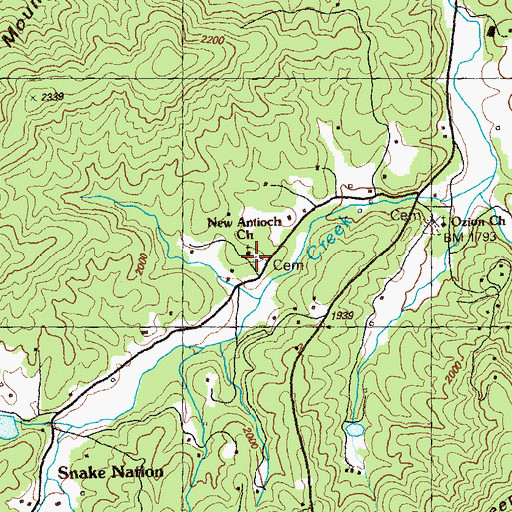 Topographic Map of New Antioch Church, GA