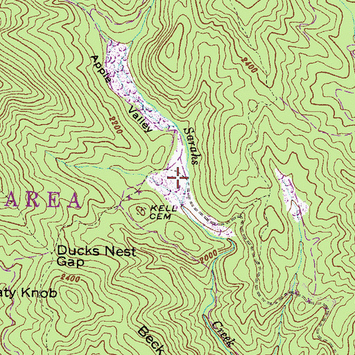 Topographic Map of Apple Valley, GA