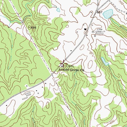 Topographic Map of Arnold Grove Church, GA