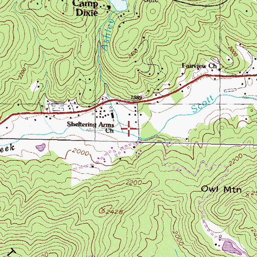 Topographic Map of Ashley Creek, GA