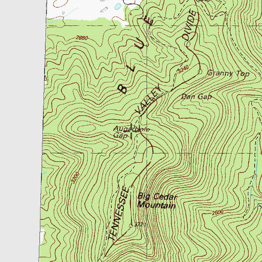 Topographic Map of Augerhole Gap, GA
