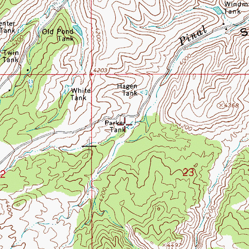 Topographic Map of Parker Tank, AZ