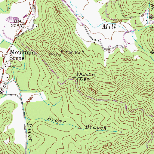 Topographic Map of Austin Gap, GA