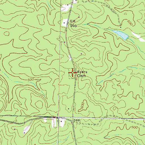 Topographic Map of Ayers Cemetery, GA