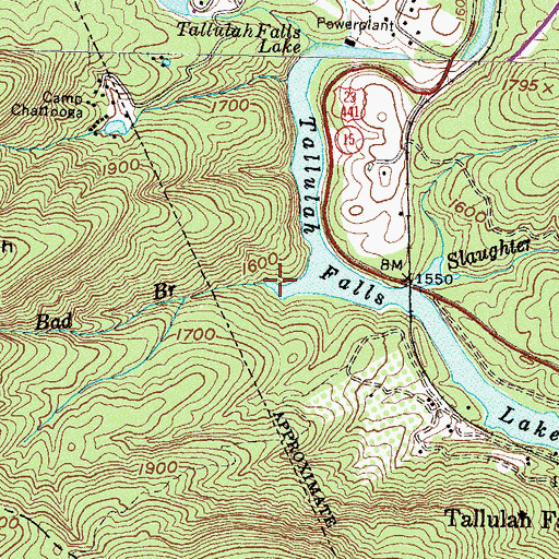 Topographic Map of Bad Branch, GA