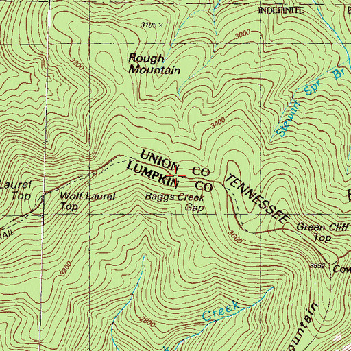 Topographic Map of Baggs Creek Gap, GA