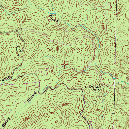 Topographic Map of Bailey Branch, GA