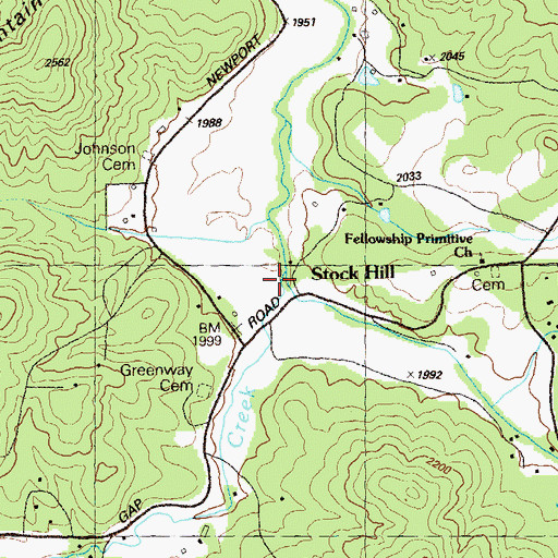 Topographic Map of Bailey Creek, GA