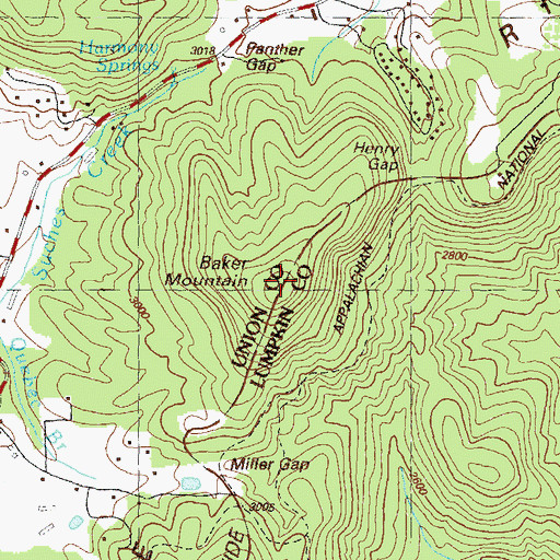 Topographic Map of Baker Mountain, GA