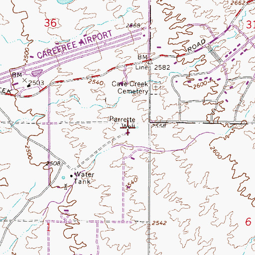 Topographic Map of Parrette Well, AZ