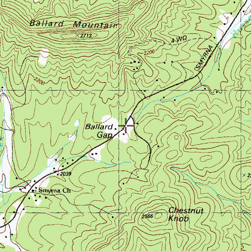Topographic Map of Ballard Gap, GA
