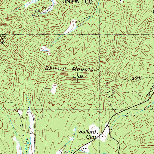 Topographic Map of Ballard Mountain, GA