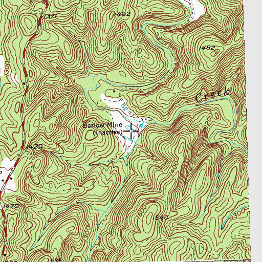 Topographic Map of Barlow Mine, GA