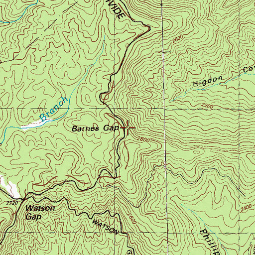 Topographic Map of Barnes Gap, GA