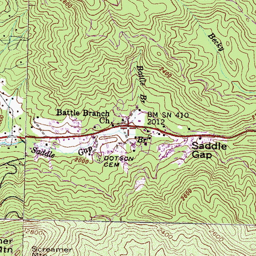 Topographic Map of Battle Branch, GA