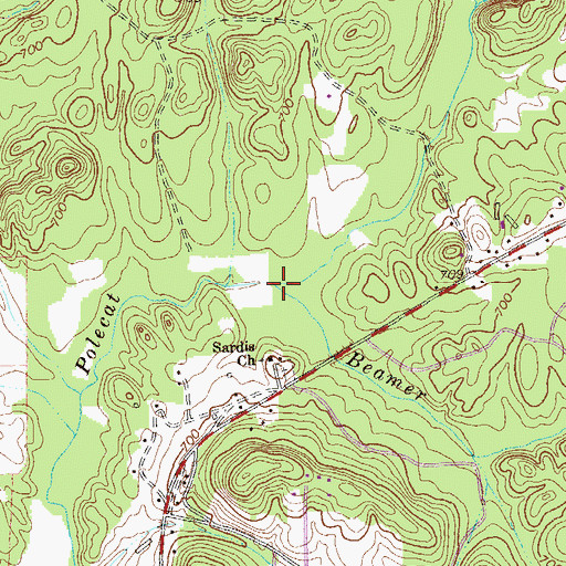 Topographic Map of Beamer Creek, GA