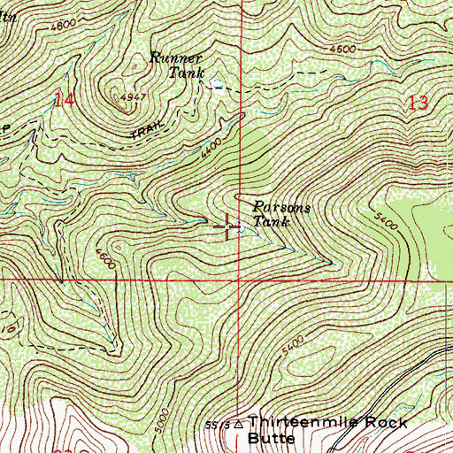 Topographic Map of Parsons Tank, AZ