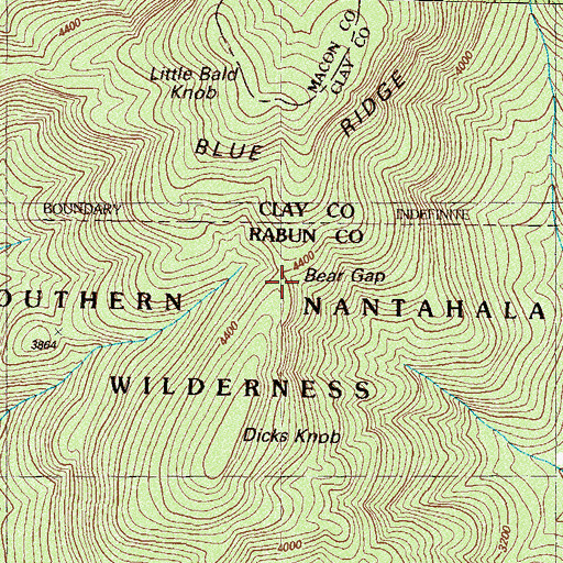 Topographic Map of Bear Gap, GA