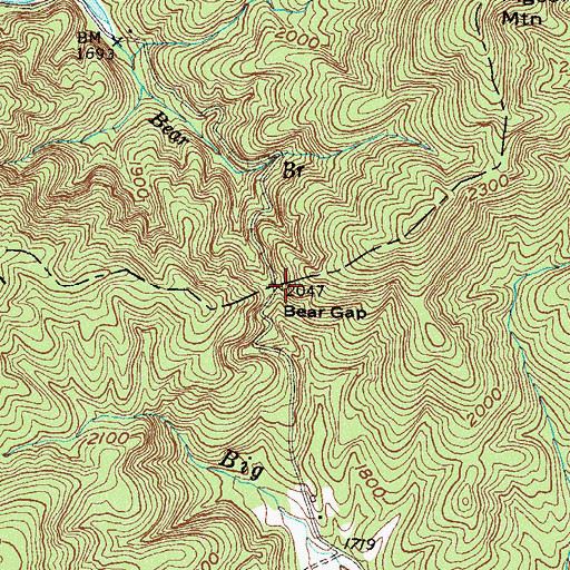 Topographic Map of Bear Gap, GA
