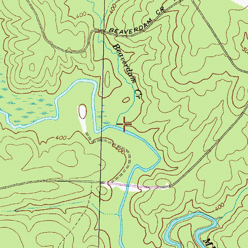Topographic Map of Beaverdam Creek, GA