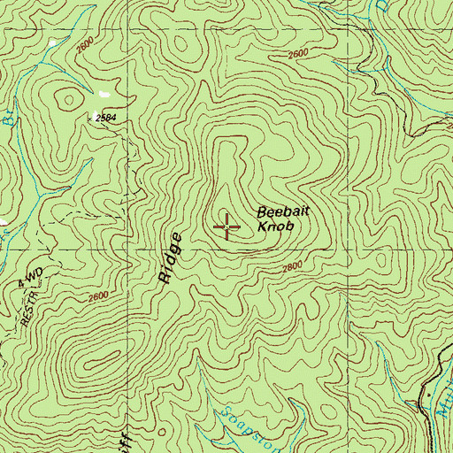 Topographic Map of Beebait Knob, GA